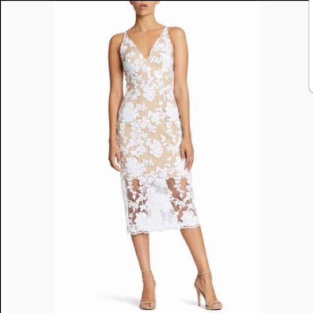 Dress the Population white lace appliqué Dress